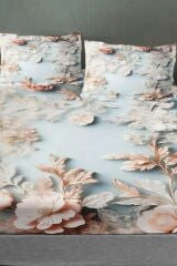 %100 Pamuk Lastikli Çarşaf Özel Tasarım 5d Dijital 60 Tel Flowers of Dream