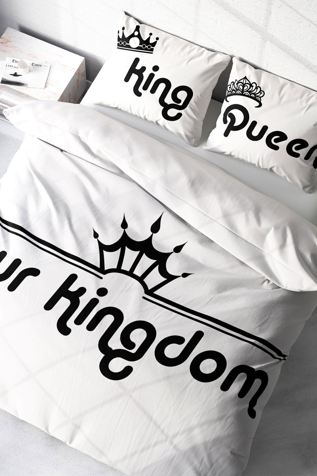 Lastikli Çarşaflı %100 Pamuk Saten Çift Kişilik Nevresim Takımı Kingdom Room