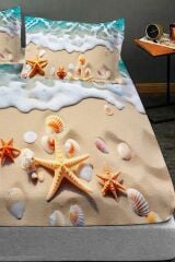 %100 Pamuk Lastikli Çarşaf Özel Tasarım 5d Dijital 60 Tel Deniz Yıldızları