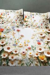 %100 Pamuk Lastikli Çarşaf Özel Tasarım 5d Dijital 60 Tel White