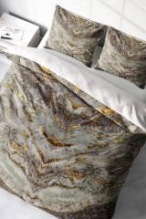 Lastikli Çarşaflı %100 Pamuk Saten Çift Kişilik Nevresim Takımı Marble