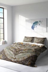 Lastikli Çarşaflı %100 Pamuk Saten Çift Kişilik Nevresim Takımı Marble