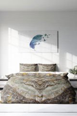 Lastikli Çarşaflı %100 Pamuk Saten Çift Kişilik Nevresim Takımı Marble