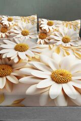 %100 Pamuk Lastikli Çarşaf Özel Tasarım 5d Dijital 60 Tel Papatya 3