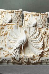 %100 Pamuk Lastikli Çarşaf Özel Tasarım 5d Dijital 60 Tel Tavus