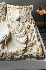 %100 Pamuk Lastikli Çarşaf Özel Tasarım 5d Dijital 60 Tel Tavus