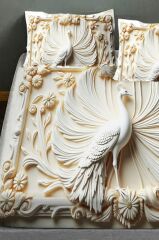 %100 Pamuk Lastikli Çarşaf Özel Tasarım 5d Dijital 60 Tel Tavus