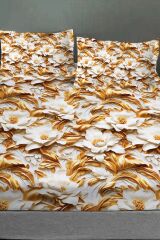 %100 Pamuk Lastikli Çarşaf Özel Tasarım 5d Dijital 60 Tel Gold