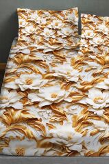 %100 Pamuk Lastikli Çarşaf Özel Tasarım 5d Dijital 60 Tel Gold