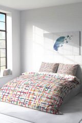 Lastikli Çarşaflı %100 Pamuk Saten Çift Kişilik Nevresim Takımı Colorful Lines