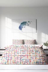 Lastikli Çarşaflı %100 Pamuk Saten Çift Kişilik Nevresim Takımı Colorful Lines