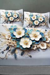 %100 Pamuk Lastikli Çarşaf Özel Tasarım 5d Dijital 60 Tel Diamond