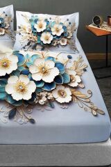 %100 Pamuk Lastikli Çarşaf Özel Tasarım 5d Dijital 60 Tel Diamond