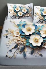 %100 Pamuk Lastikli Çarşaf Özel Tasarım 5d Dijital 60 Tel Diamond