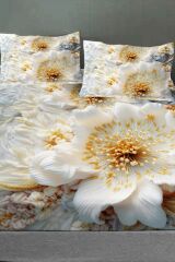 %100 Pamuk Lastikli Çarşaf Özel Tasarım 5d Dijital 60 Tel Beyaz Gül