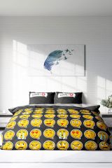 Çift Kişilik Nevresim Seti Sık Dokuma Pamuk Saten 3d Özel Tasarım I Love Emoji (çarşafsızdır)