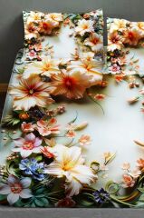 %100 Pamuk Lastikli Çarşaf Özel Tasarım 5d Dijital 60 Tel Garden