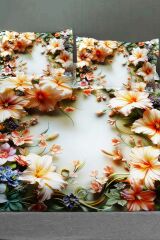 %100 Pamuk Lastikli Çarşaf Özel Tasarım 5d Dijital 60 Tel Garden