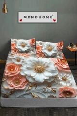 %100 Pamuk Lastikli Çarşaf Özel Tasarım 5d Dijital 60 Tel Rose