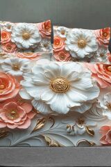 %100 Pamuk Lastikli Çarşaf Özel Tasarım 5d Dijital 60 Tel Rose