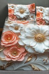 %100 Pamuk Lastikli Çarşaf Özel Tasarım 5d Dijital 60 Tel Rose