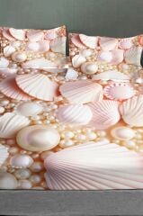 %100 Pamuk Lastikli Çarşaf Özel Tasarım 5d Dijital 60 Tel Pearls And Shells