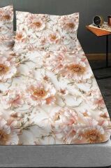 %100 Pamuk Lastikli Çarşaf Özel Tasarım 5d Dijital 60 Tel Soft Rose