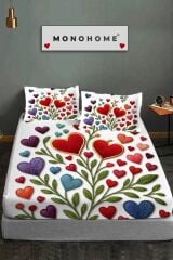 %100 Pamuk Lastikli Çarşaf Özel Tasarım 5d Dijital 60 Tel Kalplı Nakkaş