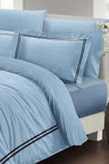 Çift Kişilik Nevresim Seti Sık Dokuma Pamuk Saten 3d Özel Tasarım Luxury Mavi(çarşafsızdır)
