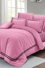 Çift Kişilik Nevresim Seti Sık Dokuma Pamuk Saten 3d Özel Tasarım Luxury Pembe(çarşafsızdır)