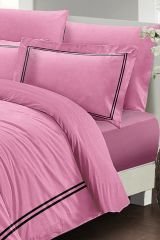 Çift Kişilik Nevresim Seti Sık Dokuma Pamuk Saten 3d Özel Tasarım Luxury Pembe(çarşafsızdır)