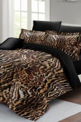 Çift Kişilik Nevresim Seti Sık Dokuma Pamuk Saten 3d Özel Tasarım Zebra Brown (çarşafsızdır)