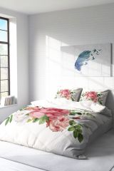 Çift Kişilik Nevresim Seti Sık Dokuma Pamuk Saten 3d Özel Tasarım New Floral Çarşafsız