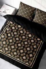 Çift Kişilik Nevresim Seti Sık Dokuma Pamuk Saten 3d Özel Tasarım Gold Deco (çarşafsızdır)