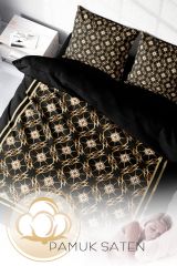 Çift Kişilik Nevresim Seti Sık Dokuma Pamuk Saten 3d Özel Tasarım Gold Deco (çarşafsızdır)
