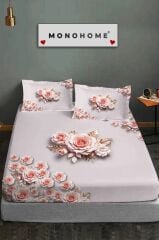 %100 Pamuk Lastikli Çarşaf Özel Tasarım 5d Dijital 60 Tel Pink