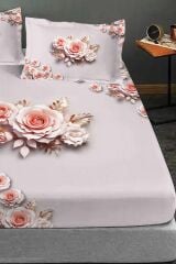 %100 Pamuk Lastikli Çarşaf Özel Tasarım 5d Dijital 60 Tel Pink