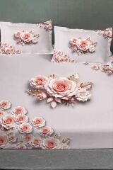 %100 Pamuk Lastikli Çarşaf Özel Tasarım 5d Dijital 60 Tel Pink