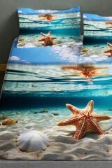 %100 Pamuk Lastikli Çarşaf Özel Tasarım 5d Dijital 60 Tel Deep Sea