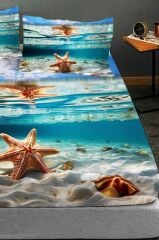 %100 Pamuk Lastikli Çarşaf Özel Tasarım 5d Dijital 60 Tel Deep Sea