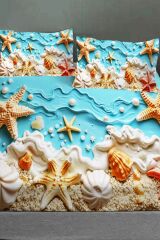 %100 Pamuk Lastikli Çarşaf Özel Tasarım 5d Dijital 60 Tel Sea of Dreams