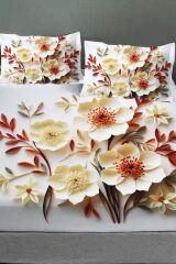 %100 Pamuk Lastikli Çarşaf Özel Tasarım 5d Dijital 60 Tel Lotus