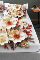 %100 Pamuk Lastikli Çarşaf Özel Tasarım 5d Dijital 60 Tel Lotus