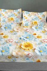 %100 Pamuk Lastikli Çarşaf Özel Tasarım 5d Dijital 60 Tel Bahar