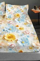 %100 Pamuk Lastikli Çarşaf Özel Tasarım 5d Dijital 60 Tel Bahar