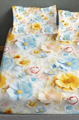 %100 Pamuk Lastikli Çarşaf Özel Tasarım 5d Dijital 60 Tel Bahar