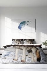 Lastikli Çarşaflı %100 Pamuk Saten Çift Kişilik Nevresim Takımı SnowWolf