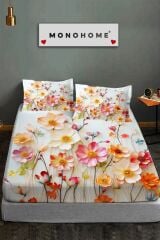 %100 Pamuk Lastikli Çarşaf Özel Tasarım 5d Dijital 60 Tel Dancing Roses