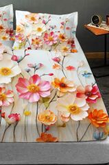 %100 Pamuk Lastikli Çarşaf Özel Tasarım 5d Dijital 60 Tel Dancing Roses