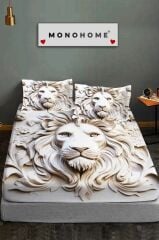 %100 Pamuk Lastikli Çarşaf Özel Tasarım 5d Dijital 60 Tel Lion